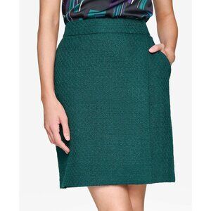 KARL LAGERFELD PARIS Women's Tweed Mini Skirt Green Size 14 MSRP $109